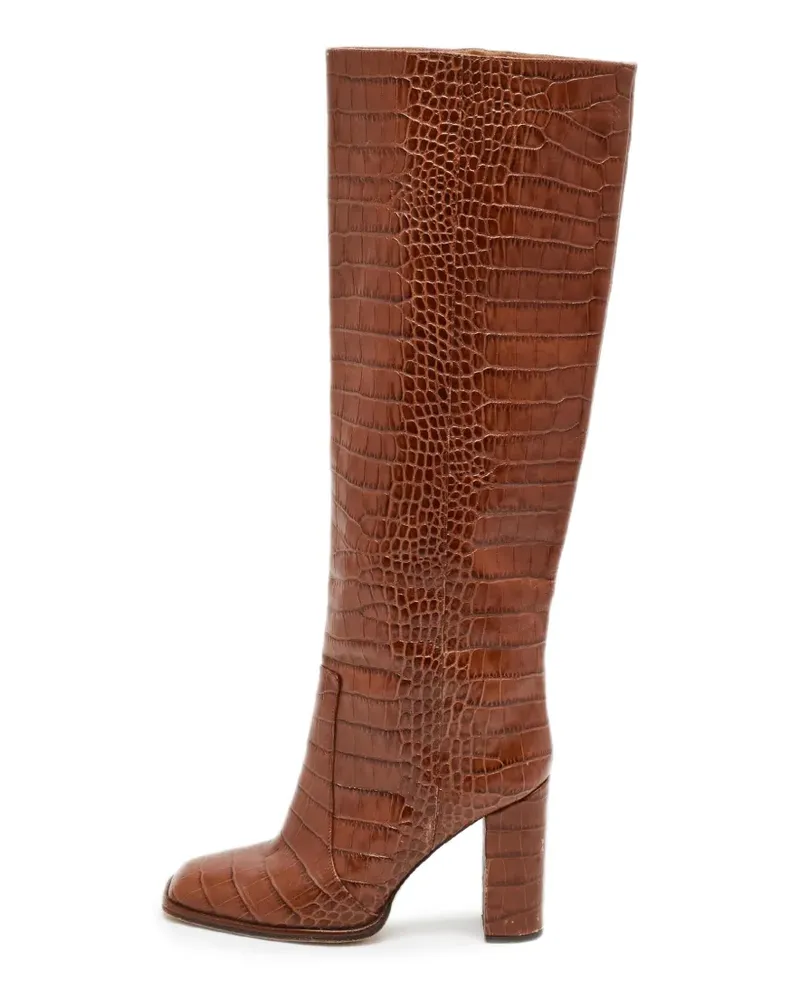 Paris Texas Kniehohe Stiefel mit Kroko-Prägung - Braun Braun