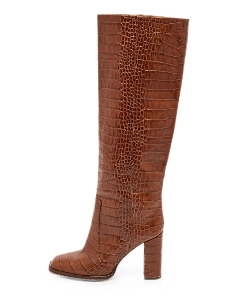 Paris Texas Kniehohe Stiefel mit Kroko-Prägung - Braun Braun