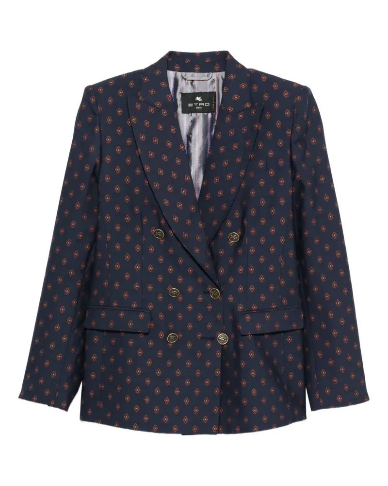 Etro Doppelreihiges Sakko mit Muster - Blau Blau