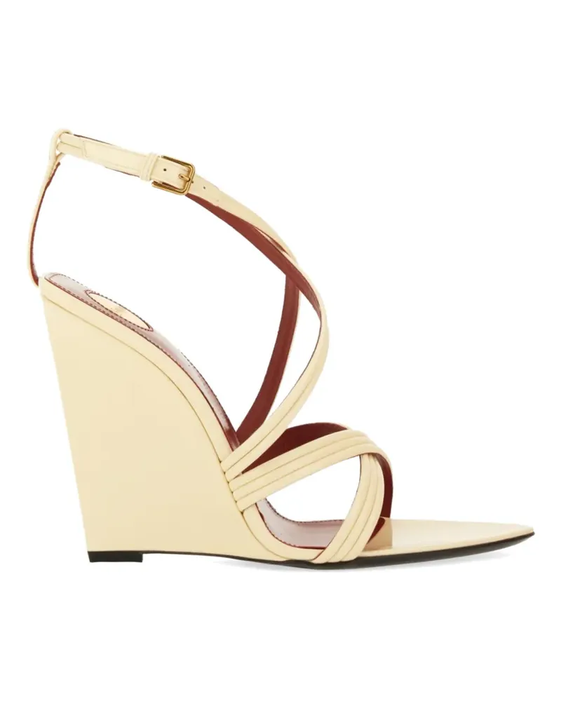 Saint Laurent crisscross wedge sandals - Nude Nude