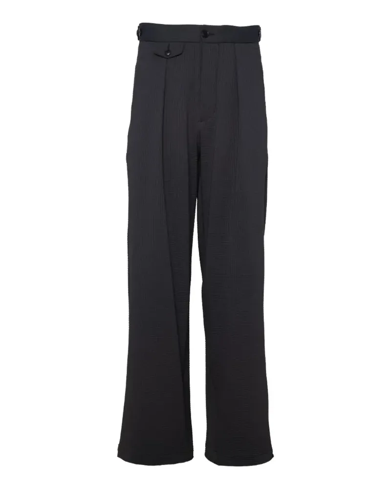 Emporio Armani seersucker-textured pleated trousers - Schwarz Schwarz