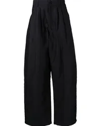 Yohji Yamamoto Gerade High-Waist-Hose Schwarz