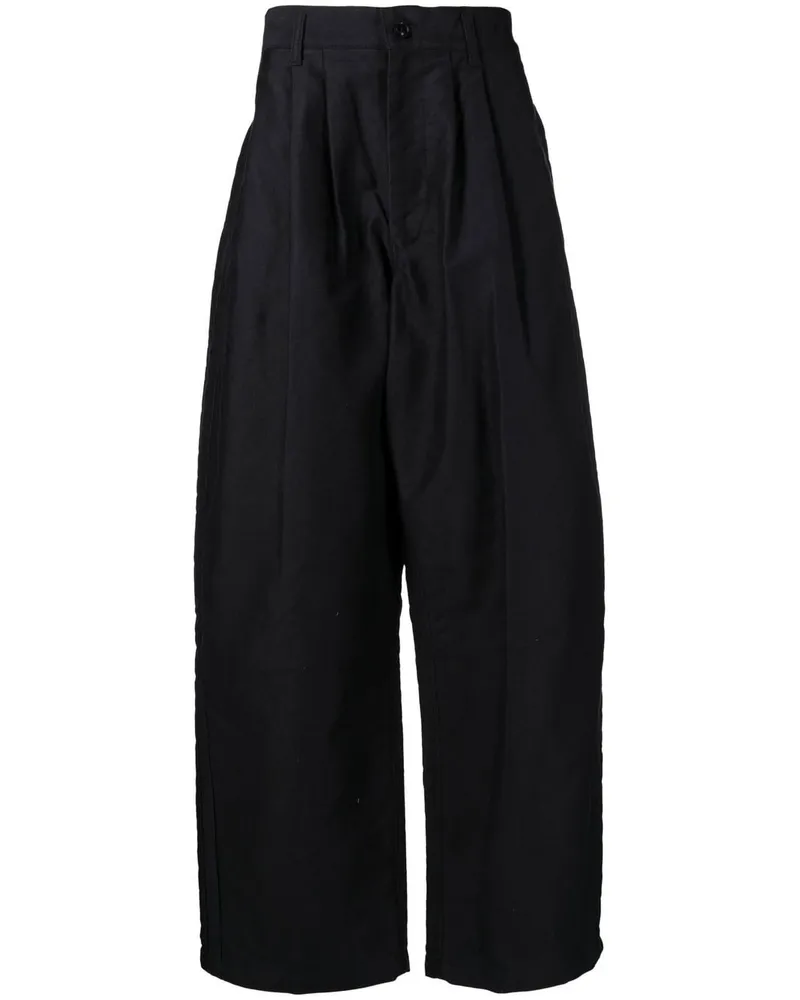 Yohji Yamamoto Gerade High-Waist-Hose Schwarz