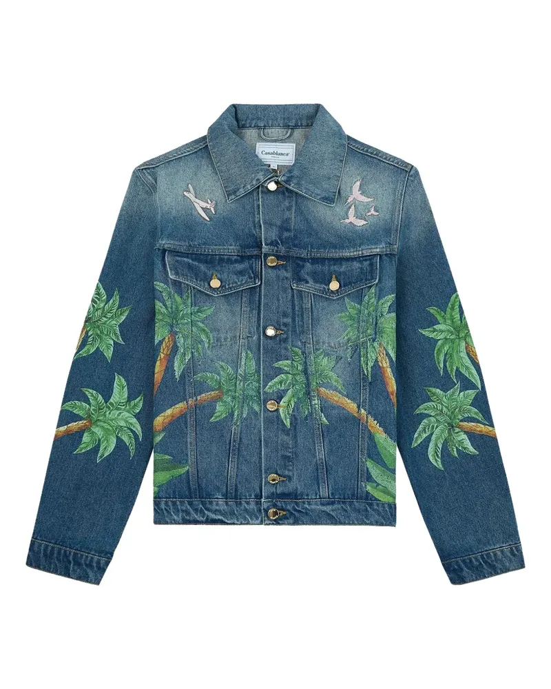 Casablanca Paris Jeansjacke mit Palmen-Print - Blau Blau