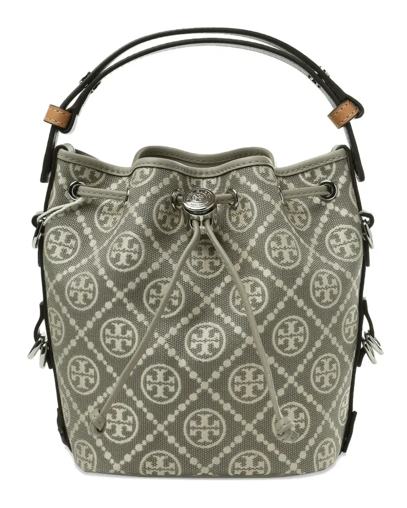 Tory Burch monogram drawstring-fastening bucket bag - Grau Grau
