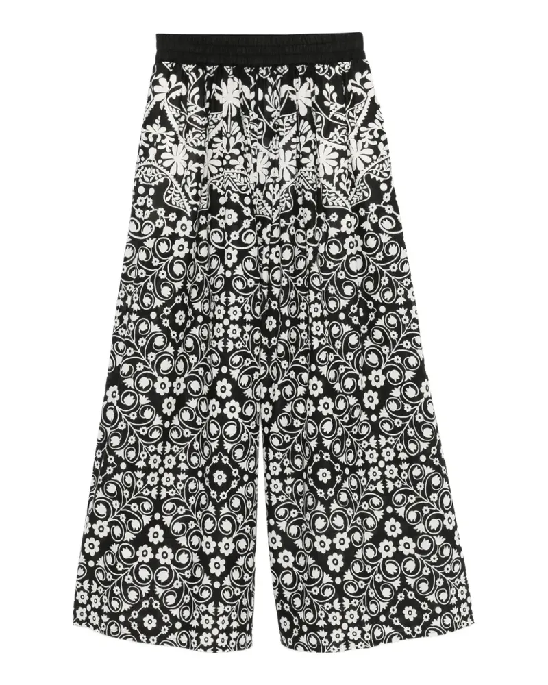 Max Mara Palanca floral-print palazzo pants - Schwarz Schwarz