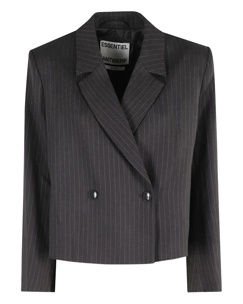 Essentiel pinstripe double-breasted cropped blazer - Blau Blau