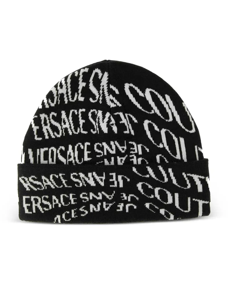 Versace Jeans Beanie mit Logo-Muster - Schwarz Schwarz