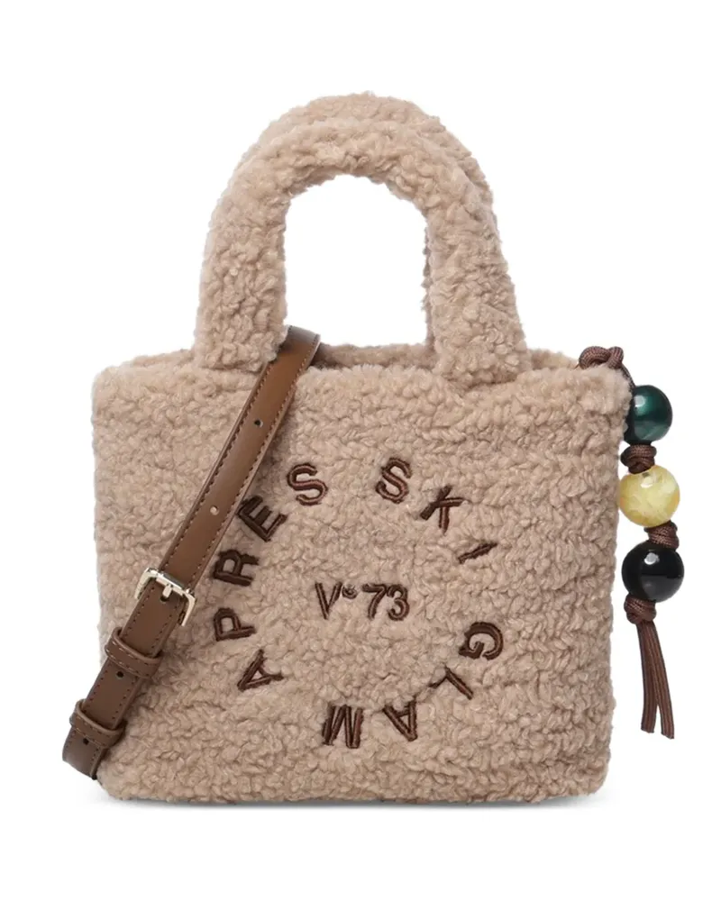 V°73 Ski Glam Schultertasche mit Teddy-Effekt - Nude Nude