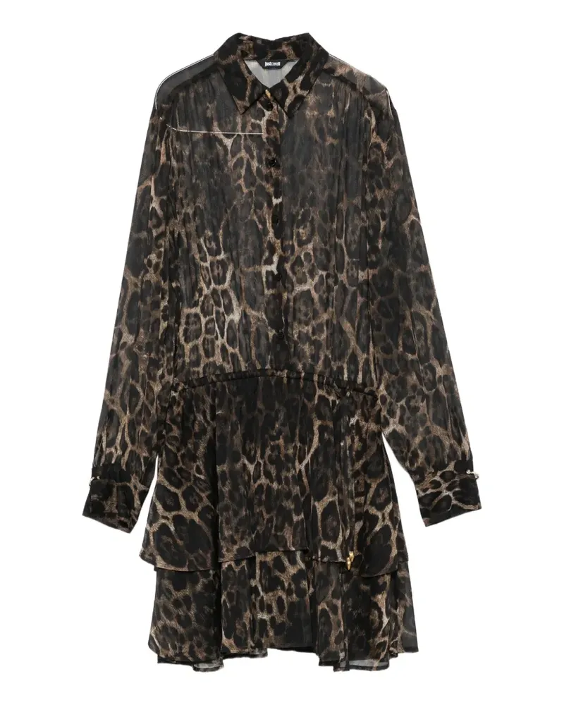 Just Cavalli leopard-print tiered mini dress - Braun Braun