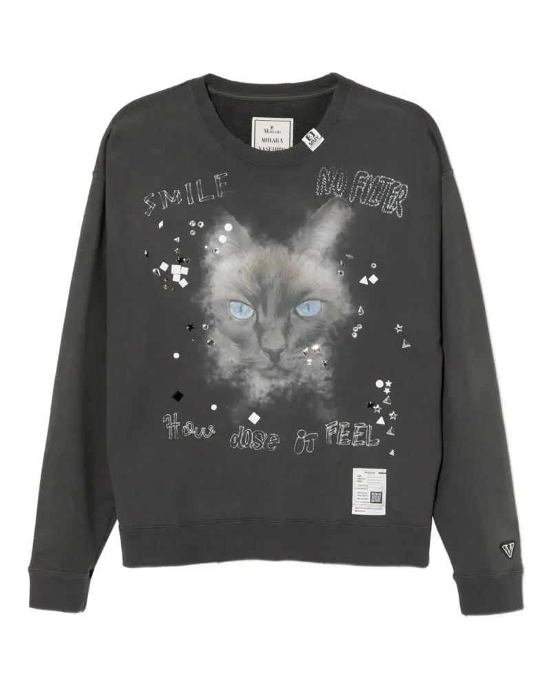 MIHARAYASUHIRO Sweatshirt mit Katzen-Print - Grau Grau