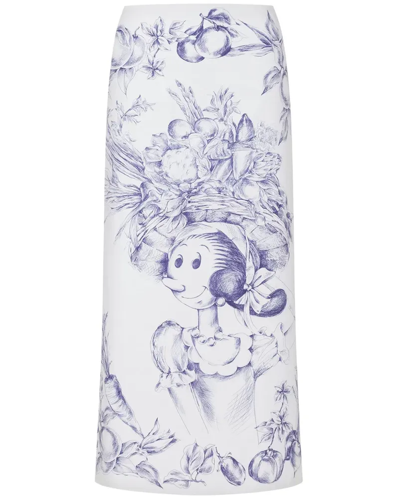Moschino Midirock mit grafischem Print - Weiß Weiß