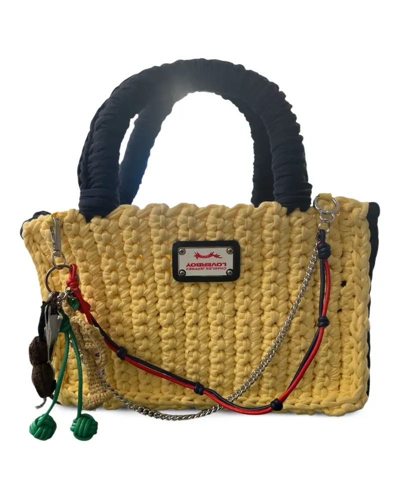 Charles Jeffrey Loverboy crochet instrument-charm tote bag - Gelb Gelb