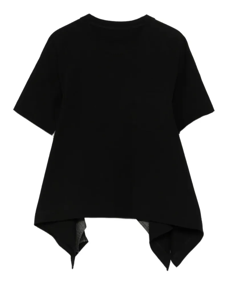 Sacai chest-pocket asymmetric T-shirt - Schwarz Schwarz