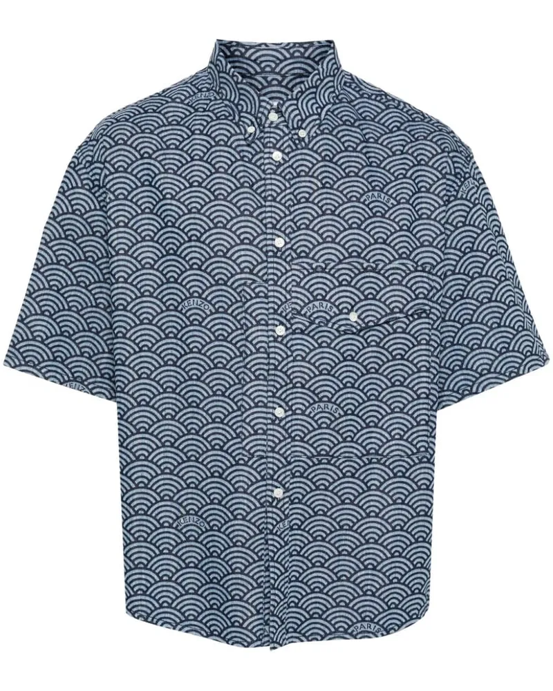 Kenzo Jeansrock mit Seigaiha-Print - Blau Blau