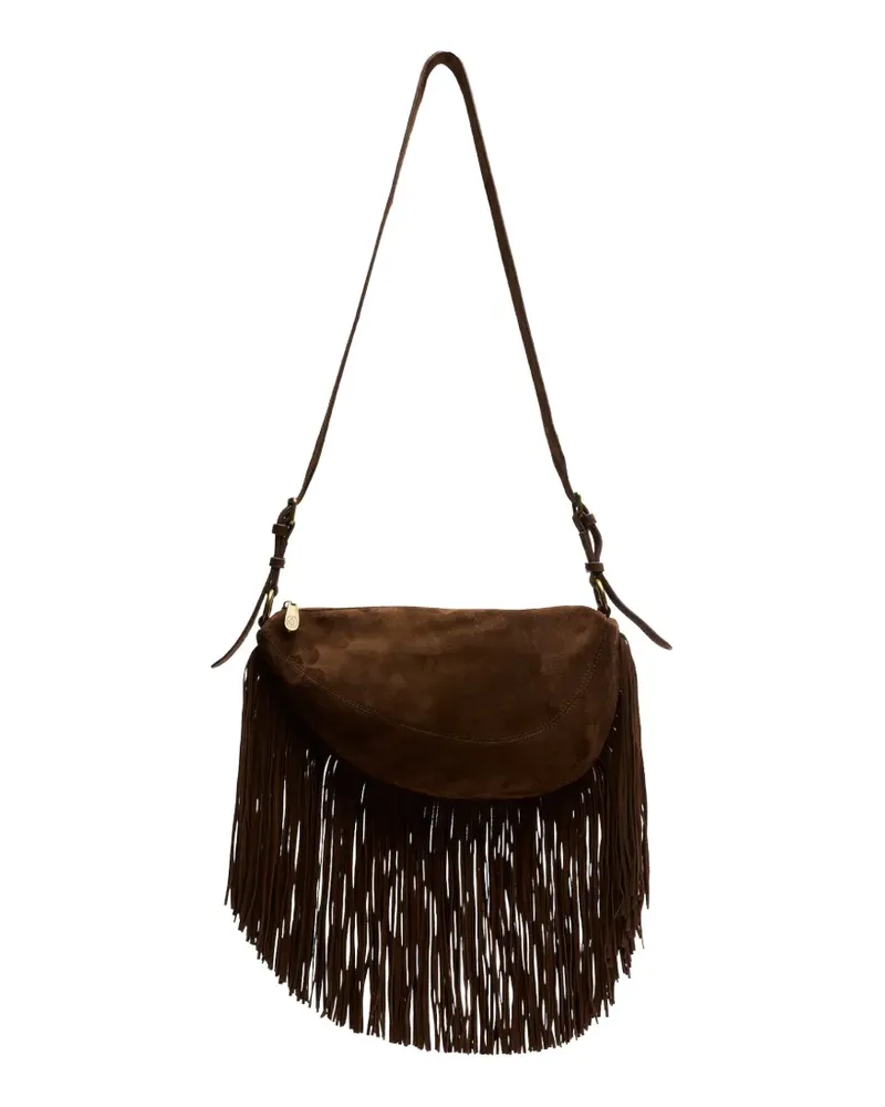 ash Astrid Schultertasche aus Wildleder mit Fransen - Braun Braun