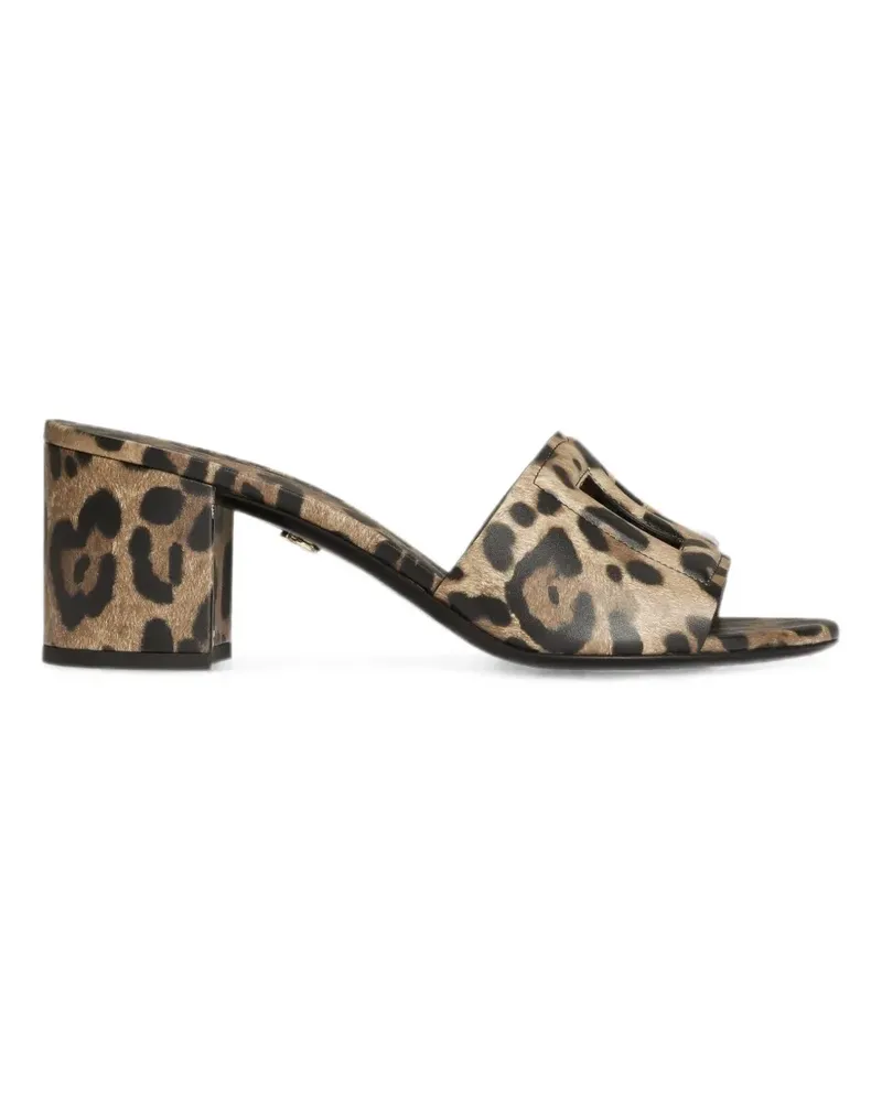 Dolce & Gabbana Kalbsleder-Mules mit Leo-Print - Nude Nude