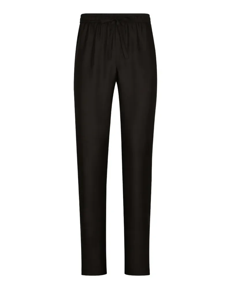 Dolce & Gabbana Jogginghose aus Seide mit DG-Stickerei - Schwarz Schwarz