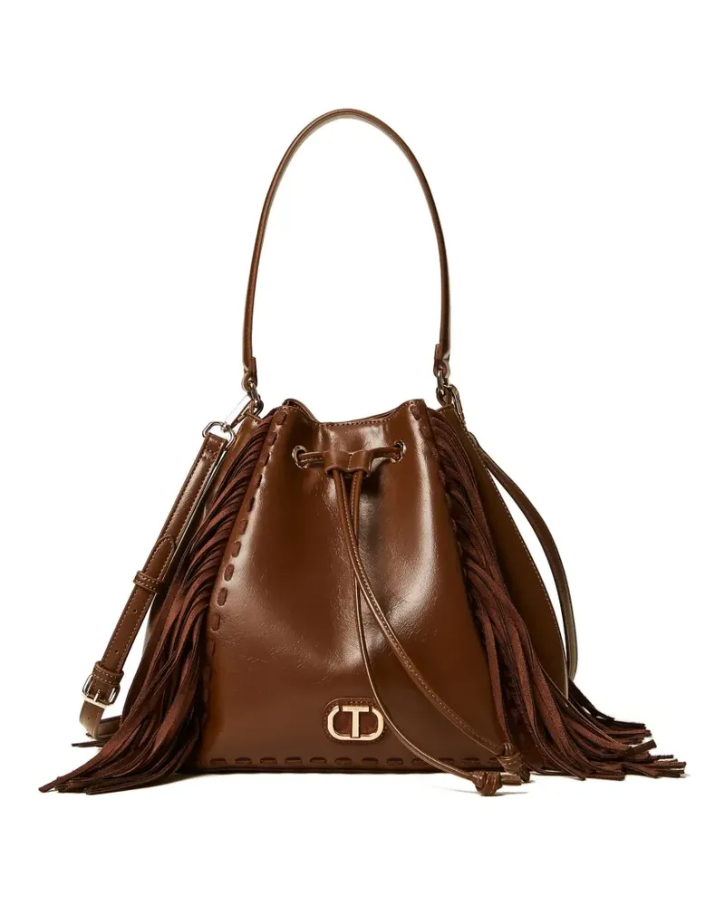 Twin-Set Beuteltasche mit Fransen - Braun Braun