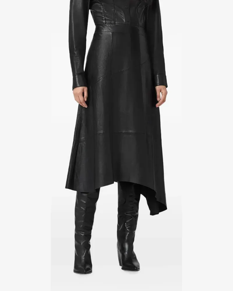 AllSaints Gia asymmetric panelled midi skirt - Schwarz Schwarz