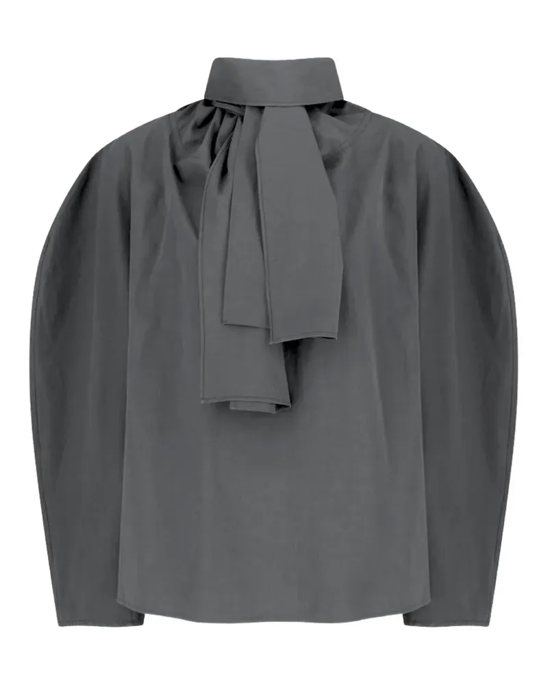 AMOMENTO scarf-detail puff-sleeve blouse - Grau Grau
