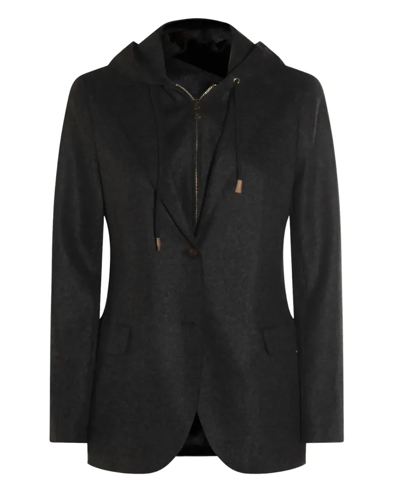 Eleventy Kapuzenjacke mit einem Knopf - Grau Grau