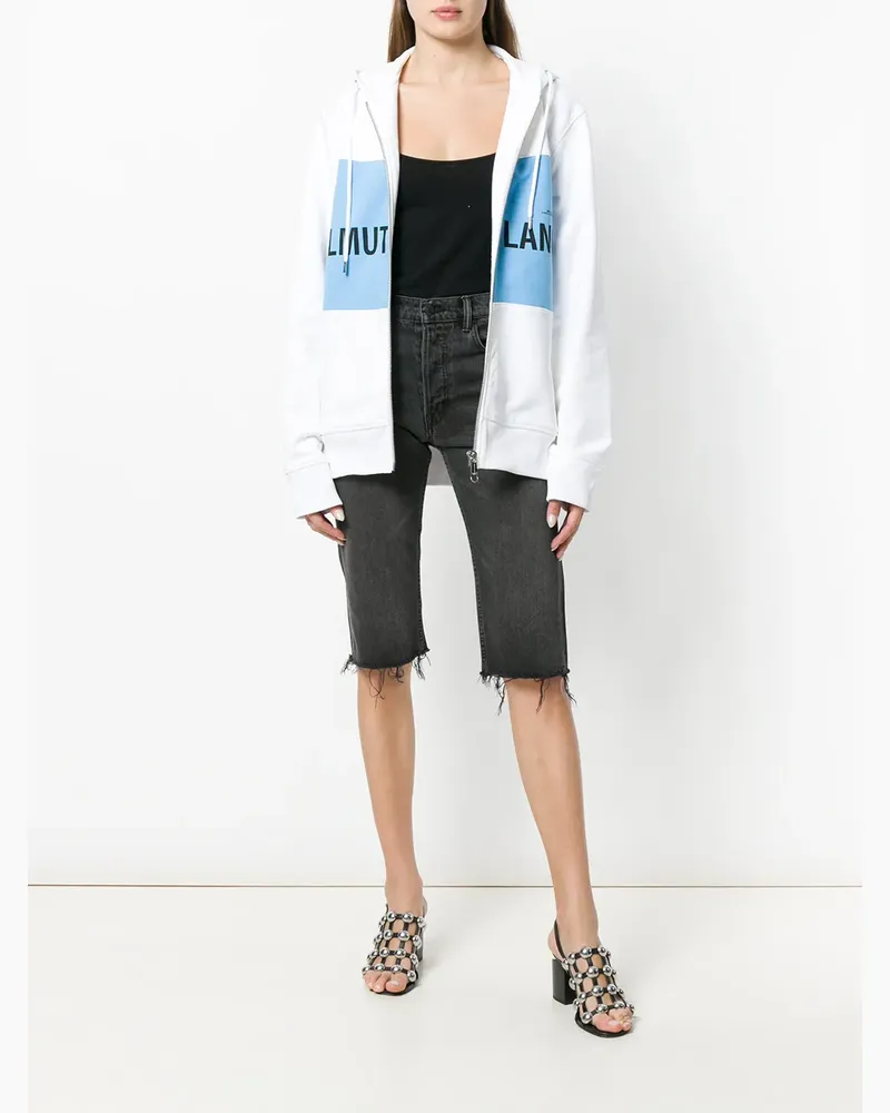 Helmut Lang Knielange Jeans-Shorts mit ausgefranstem Saum - Schwarz Schwarz