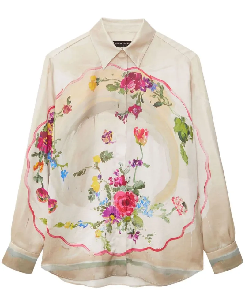 MSGM Hemd mit Blumen-Print - Nude Nude