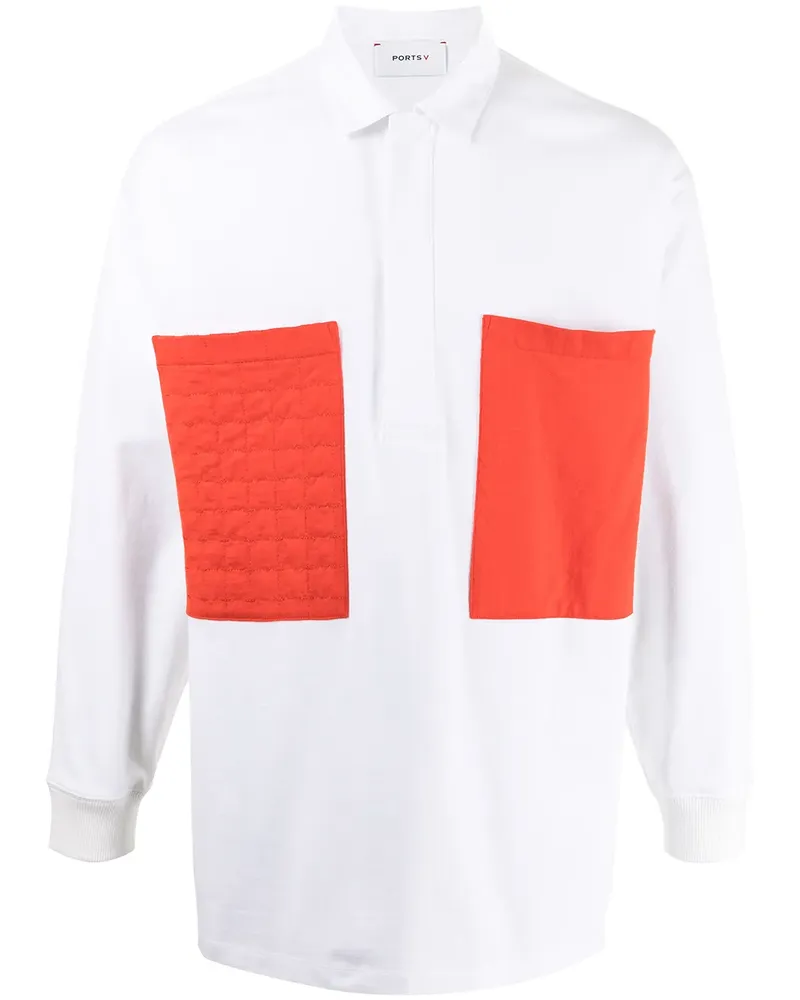 Ports V Poloshirt mit Tasche - Weiß Weiß