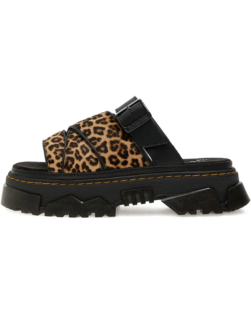 Dr.Martens Mattison Plateau-Sandalen mit Leoparden-Print - Schwarz Schwarz