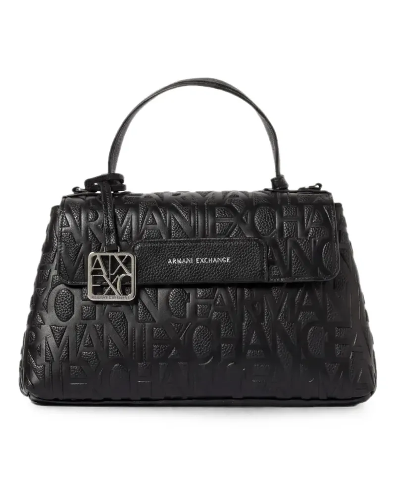 Armani Exchange logo-embossed top-handle tote bag - Schwarz Schwarz