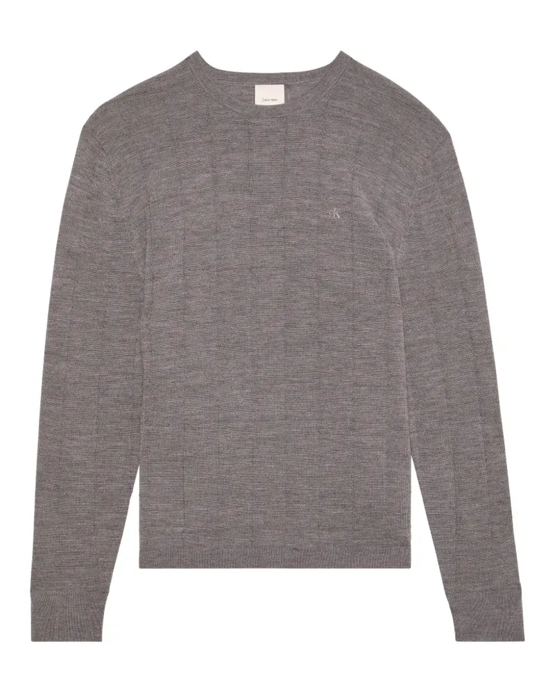 Calvin Klein Pullover mit Gittermuster und Logo-Stickerei - Grau Grau