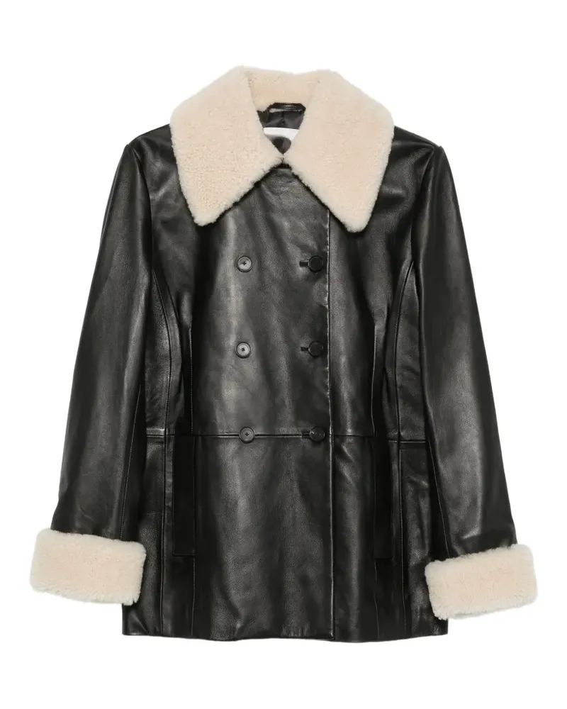 Liviana Conti double-breasted shearling-trim jacket - Schwarz Schwarz