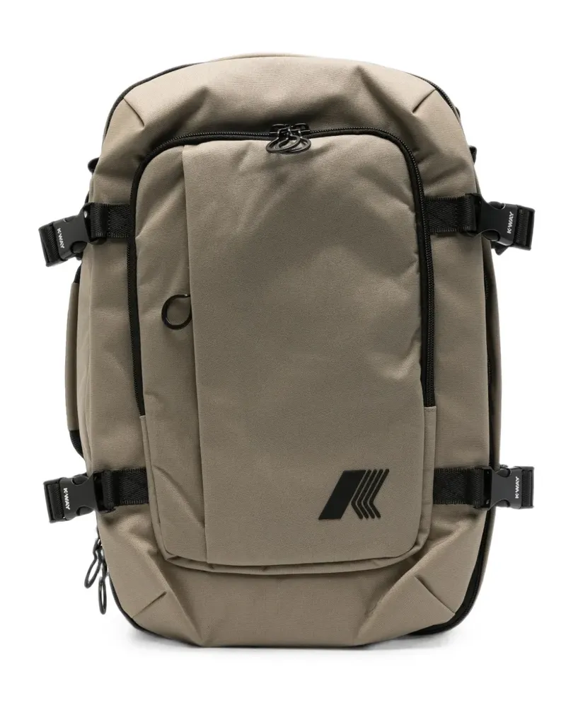 K-Way Salomette logo-print buckled-strap backpack - Nude Nude
