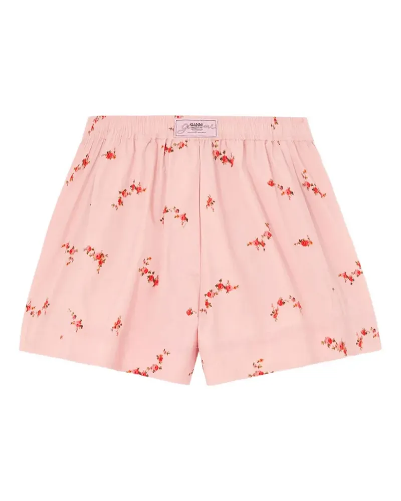 Ganni Shorts mit Blumenprint - Rosa Rosa