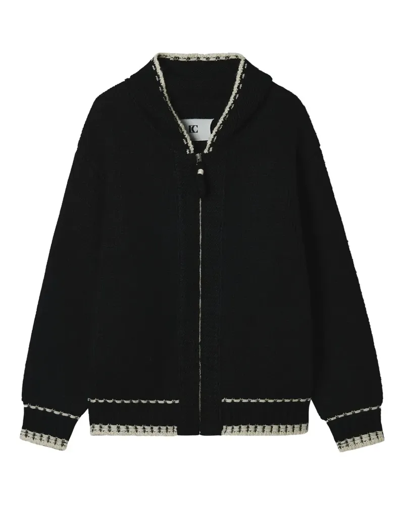 LOW CLASSIC Cardigan mit Reißverschlussdetail - Schwarz Schwarz