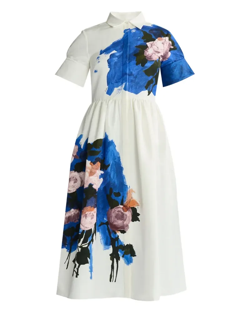Erdem Hemdkleid mit Blumen-Print - Weiß Weiß