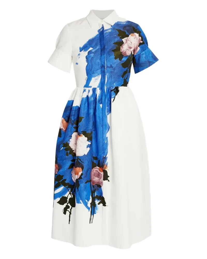 Erdem Hemdkleid mit Blumen-Print - Weiß Weiß