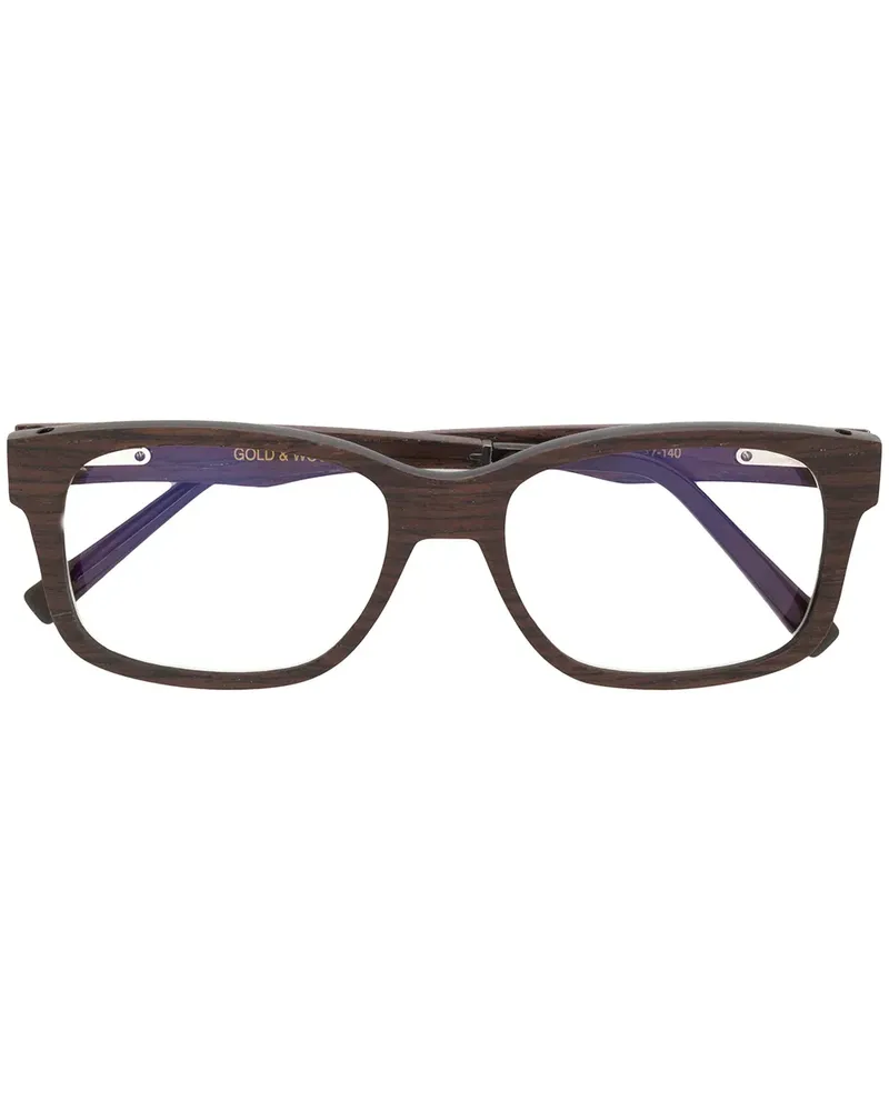 GOLD & WOOD Brille mit breitem Gestell - Braun Braun