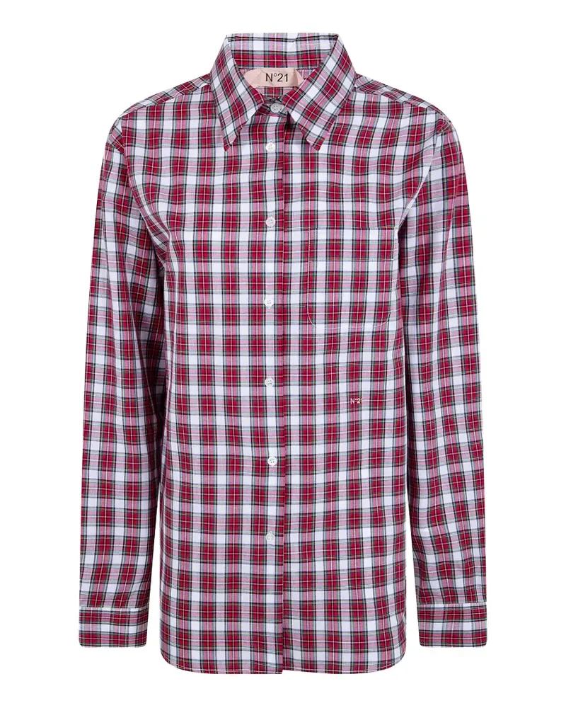 N° 21 check-pattern logo-embroidered shirt - Rot Rot