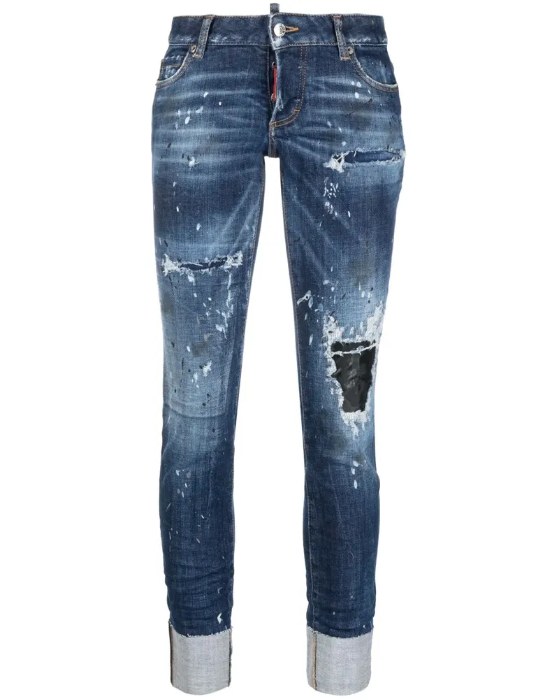 Dsquared2 Skinny-Jeans mit Farbklecksen - Blau Blau