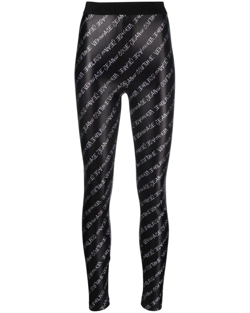 Versace Jeans Leggings mit Logo-Print Schwarz