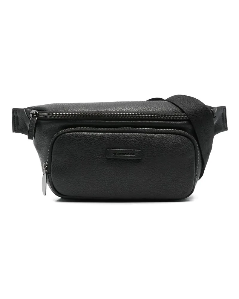 Piquadro Gürteltasche mit Logo-Schild - Schwarz Schwarz