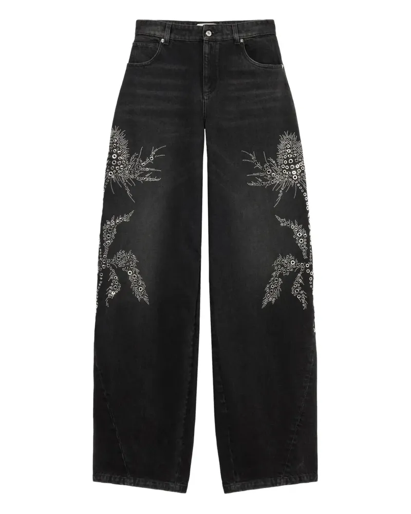 Blumarine Verzierte Hose mit weitem Bein - Schwarz Schwarz