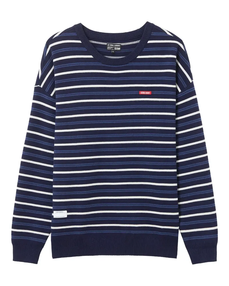 Izzue Gestreifter Pullover mit Logo - Blau Blau