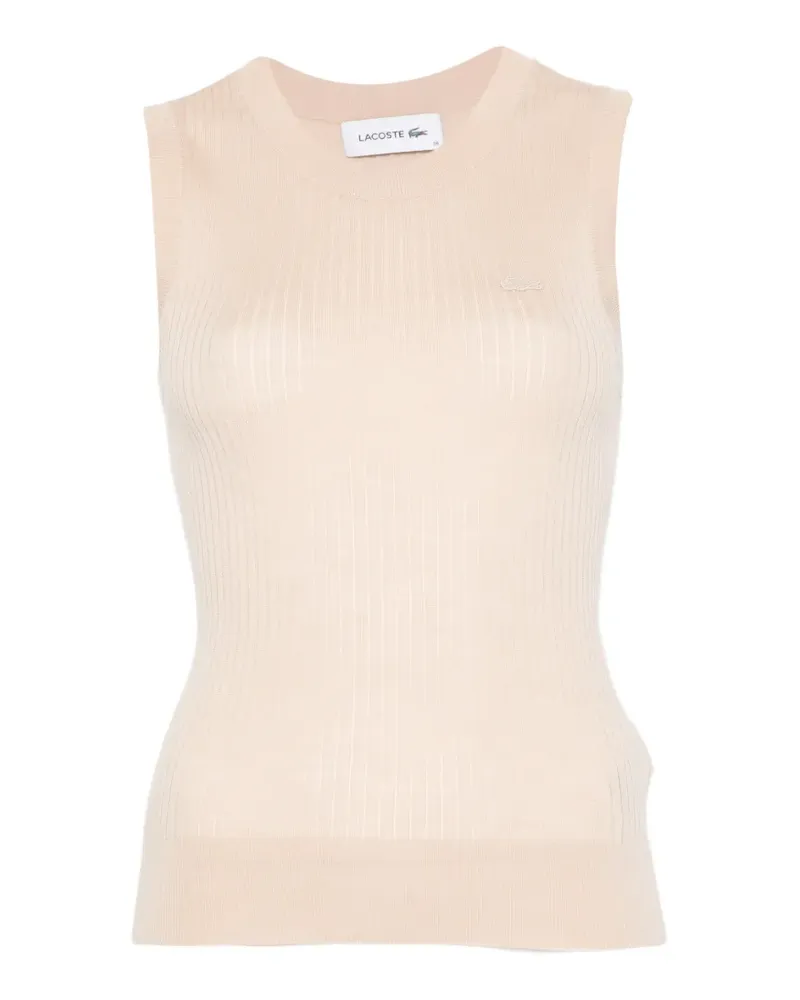 Lacoste Geripptes Tanktop - Nude Nude