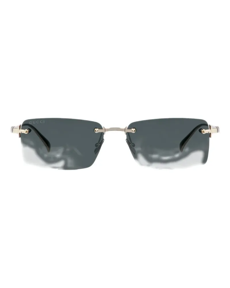 Gucci cut-out logo rectangular-frame sunglasses - Gold Gold