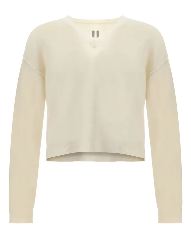 Rick Owens Gerippter Pullover mit V-Ausschnitt - 11 MILK 11