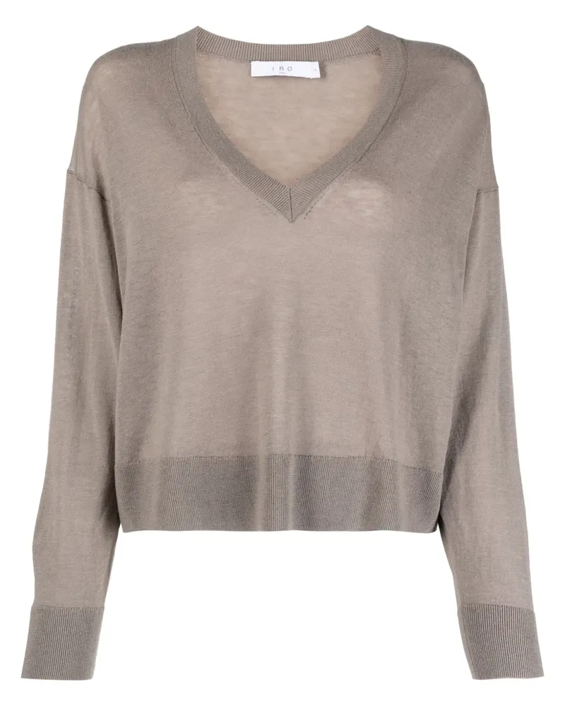 IRO Fein gestrickter Pullover mit V-Ausschnitt - Grau Grau