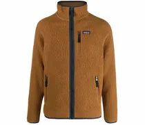Fleecejacke mit Logo-Patch - Braun